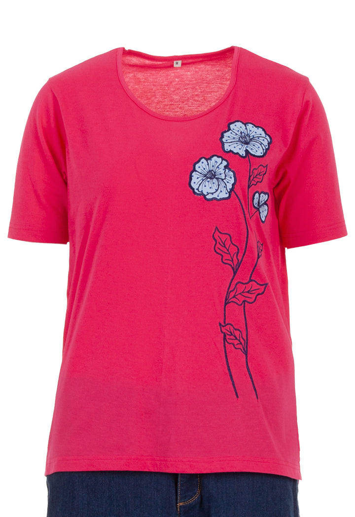 T-Shirt - Blumenstickerei