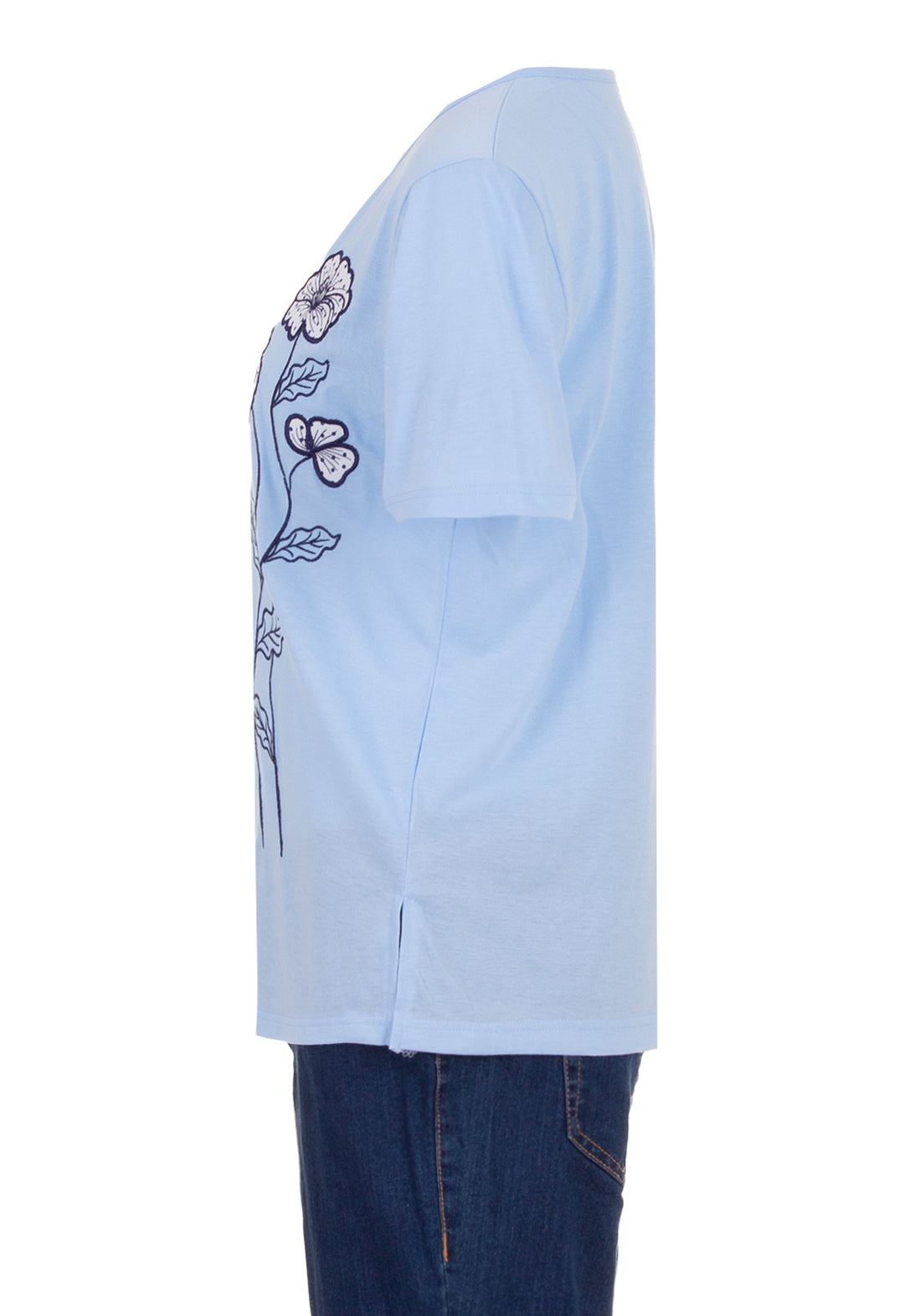 T-Shirt - Blumenstickerei