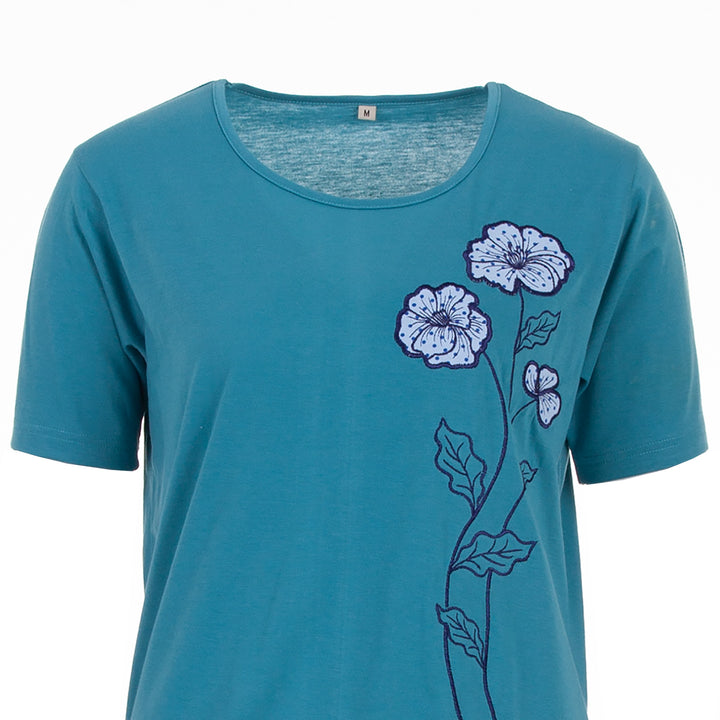 T-Shirt - Blumenstickerei