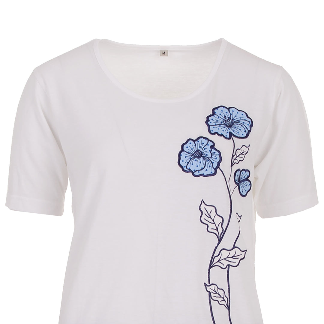 T-Shirt - Blumenstickerei