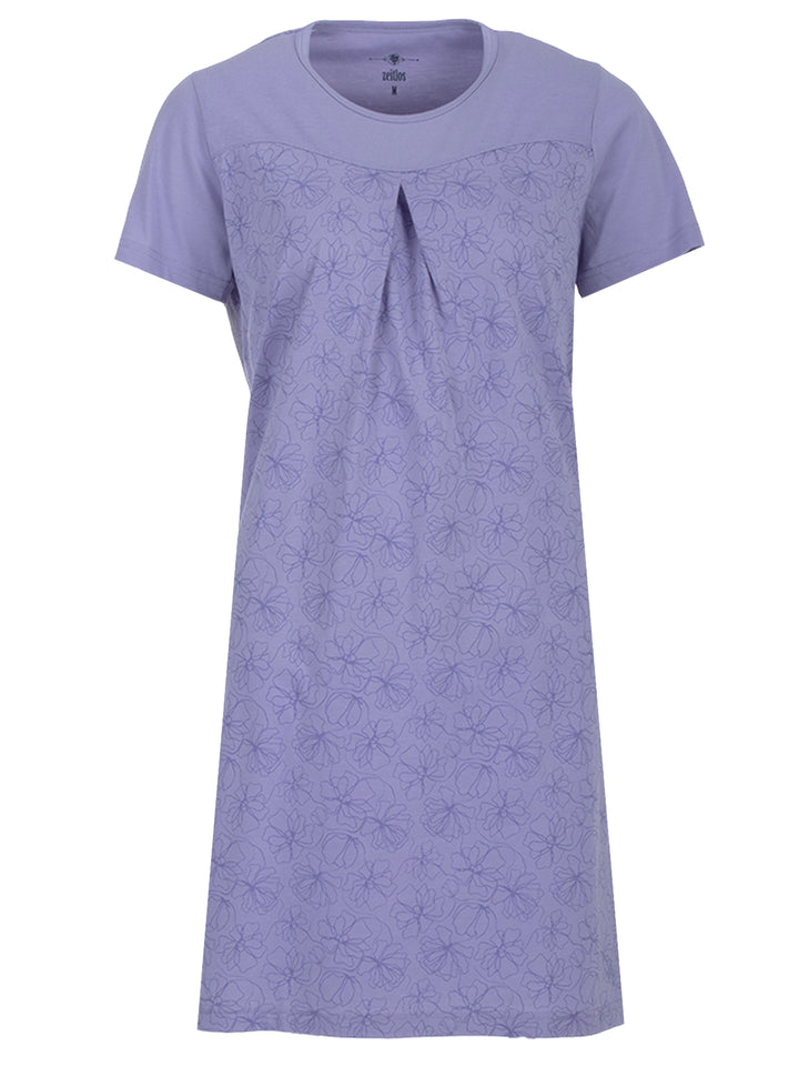 Nachthemd Kurzarm - Blüten Floral Kellerfalte