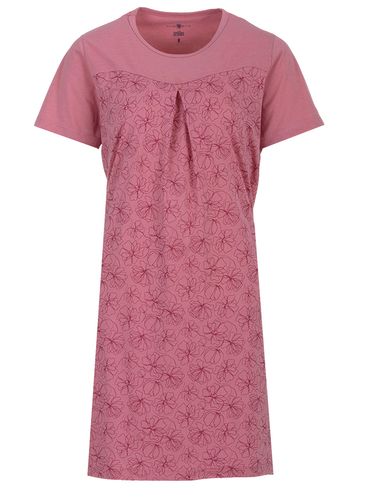 Nachthemd Kurzarm - Blüten Floral Kellerfalte
