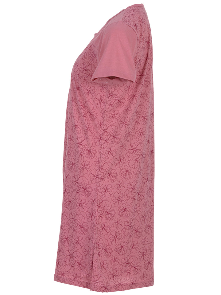 Nachthemd Kurzarm - Blüten Floral Kellerfalte