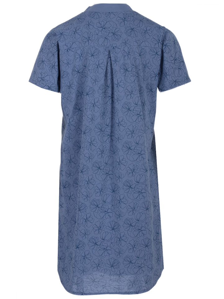 Nachthemd Kurzarm - Blüten Kragen Floral