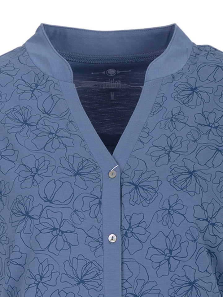 Nachthemd Kurzarm - Blüten Kragen Floral