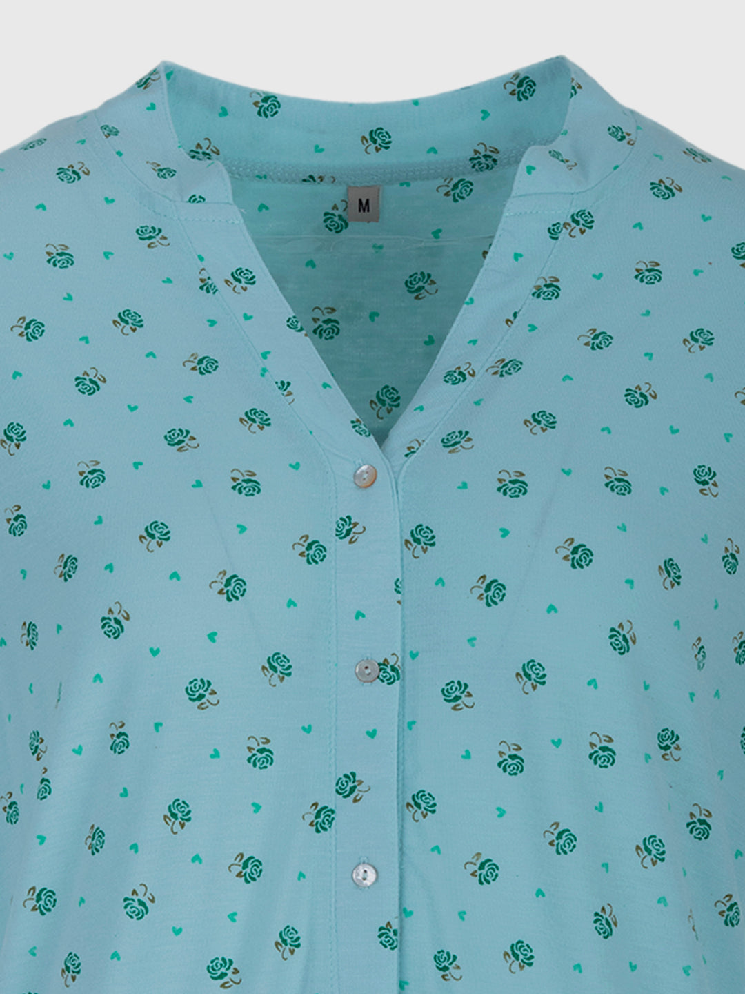 Nachthemd Kurzarm - Blüten Knopfleiste
