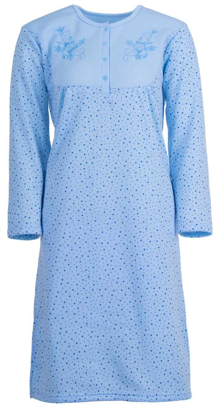 Thermal nightgown - mix of dots with embroidery