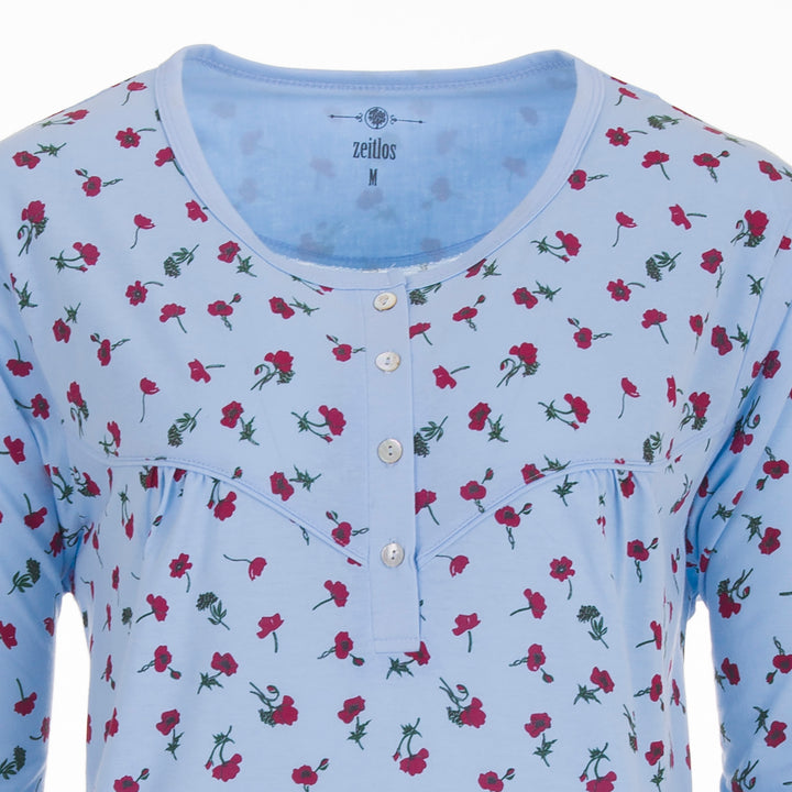 Nachthemd Langarm - Blumendruck M-6XL