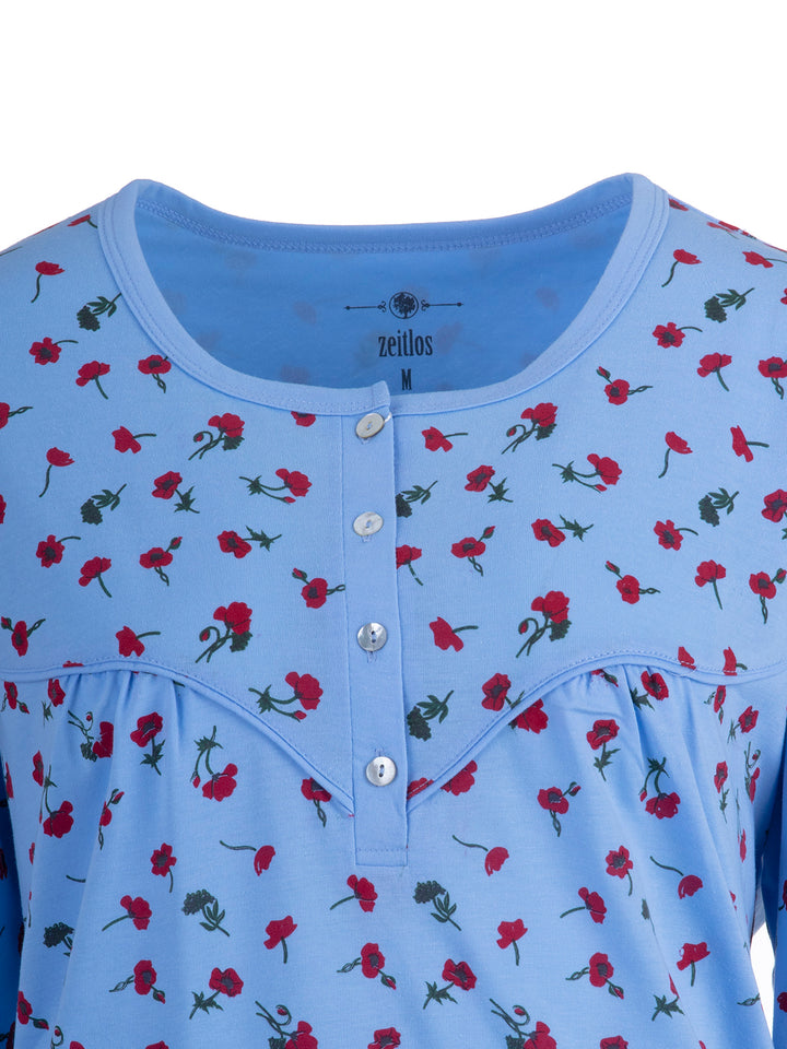 Nachthemd Langarm - Blumendruck M-6XL