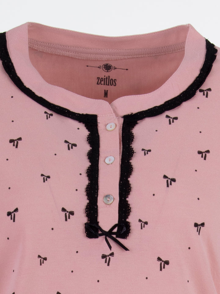 Long-sleeved nightgown - bow