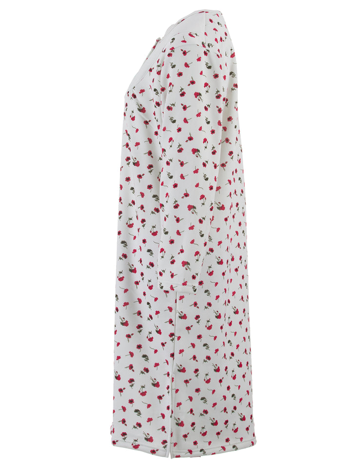 Thermal nightgown - poppy print embroidery flower