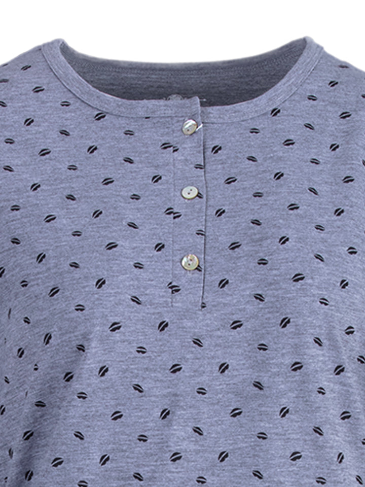 Nightdress long sleeve - kiss mouth buttons