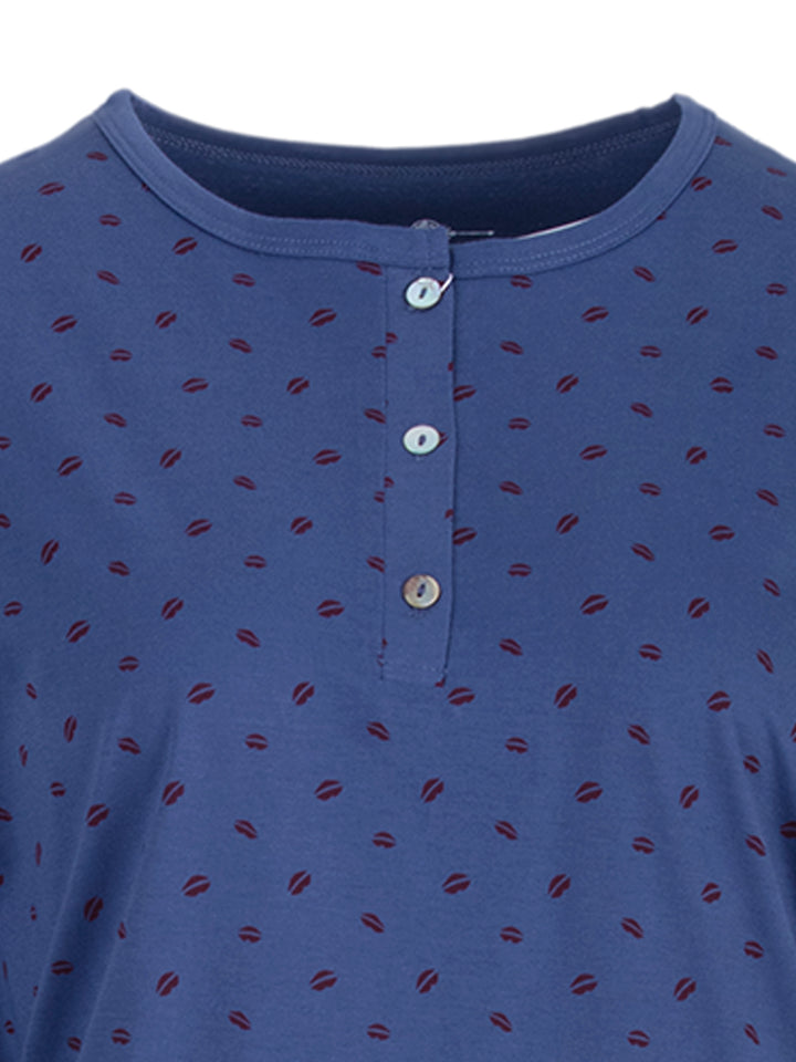 Nightdress long sleeve - kiss mouth buttons