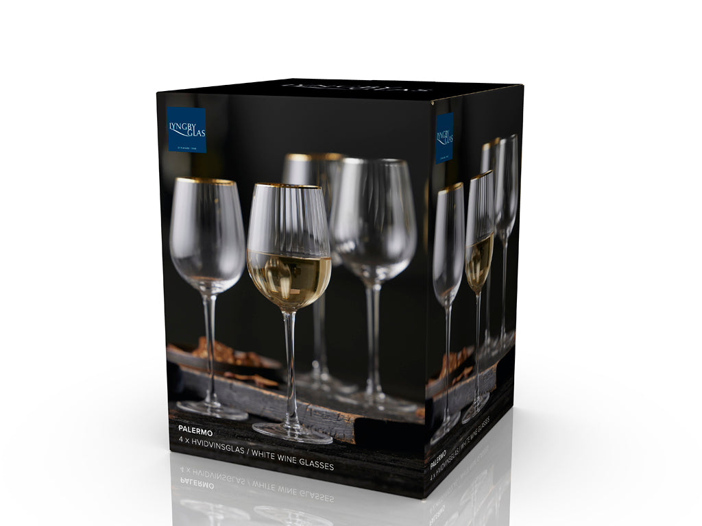Palermo white wine glass gold rim