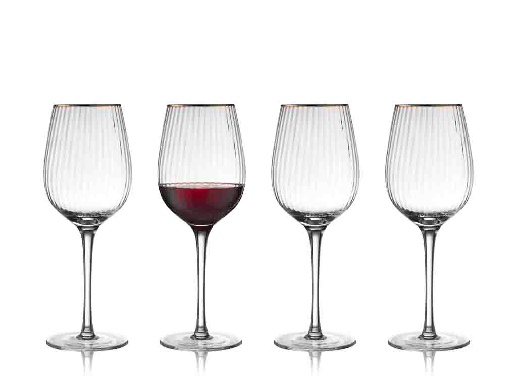 Red wine glass Palermo gold rim