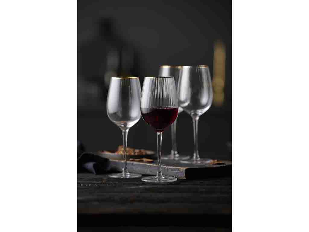 Red wine glass Palermo gold rim