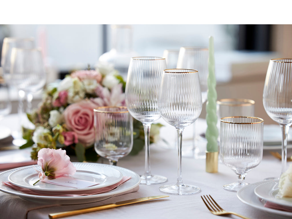 Red wine glass Palermo gold rim