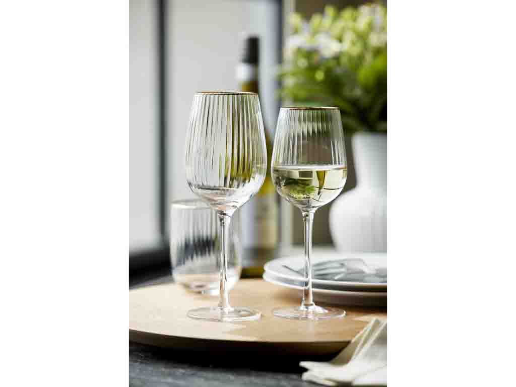 Red wine glass Palermo gold rim