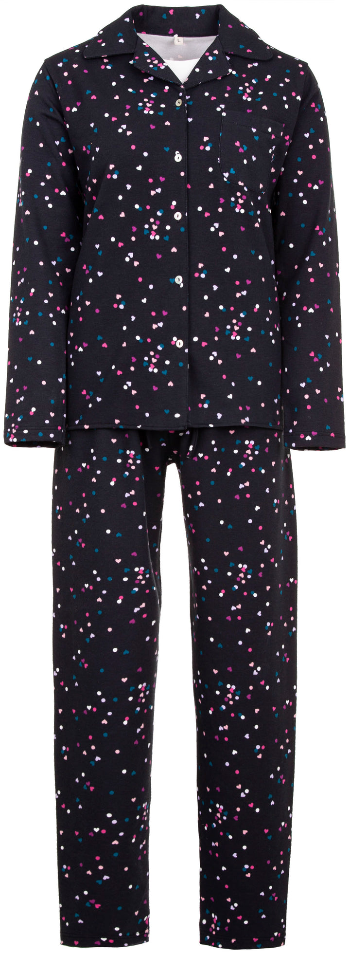 Pyjama Set Thermo - Herz Pünktchen Knopfleiste
