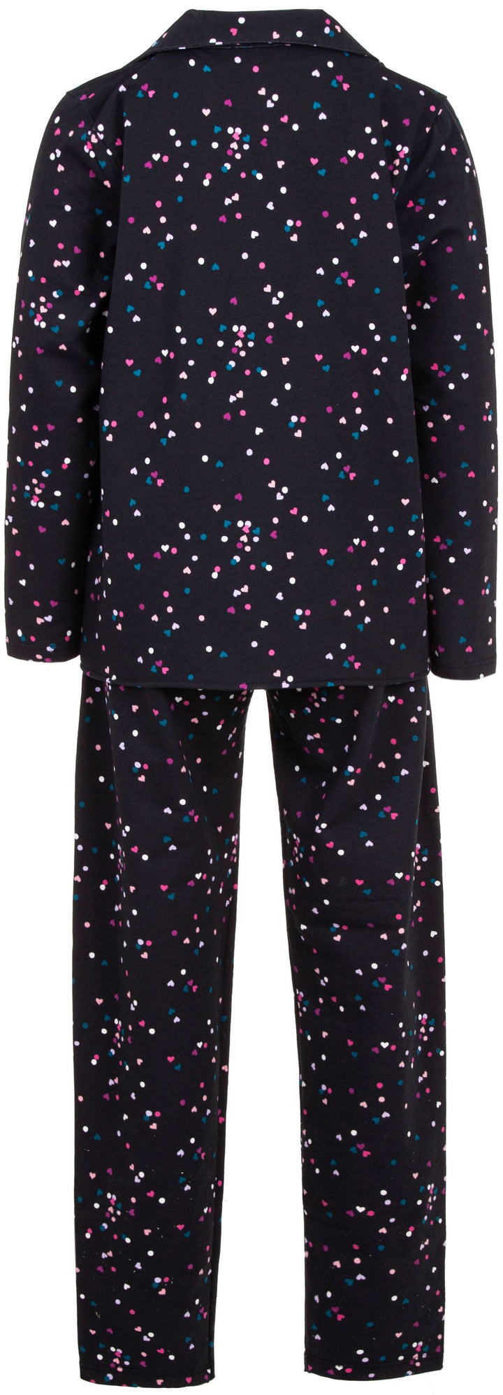 Pyjama Set Thermo - Herz Pünktchen Knopfleiste
