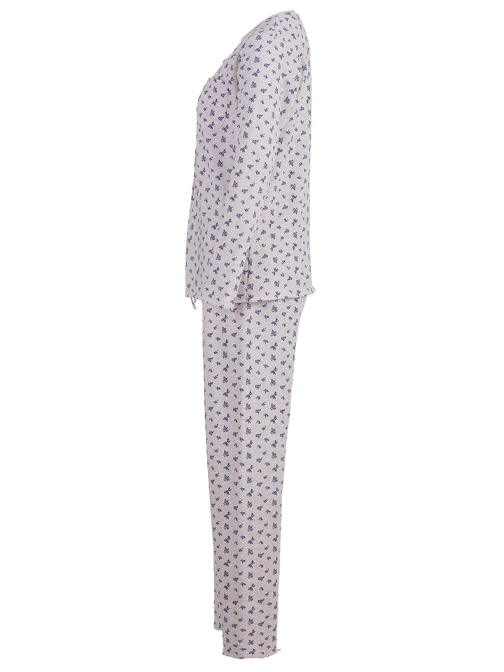 Pyjama Set Thermo - Blumen blau