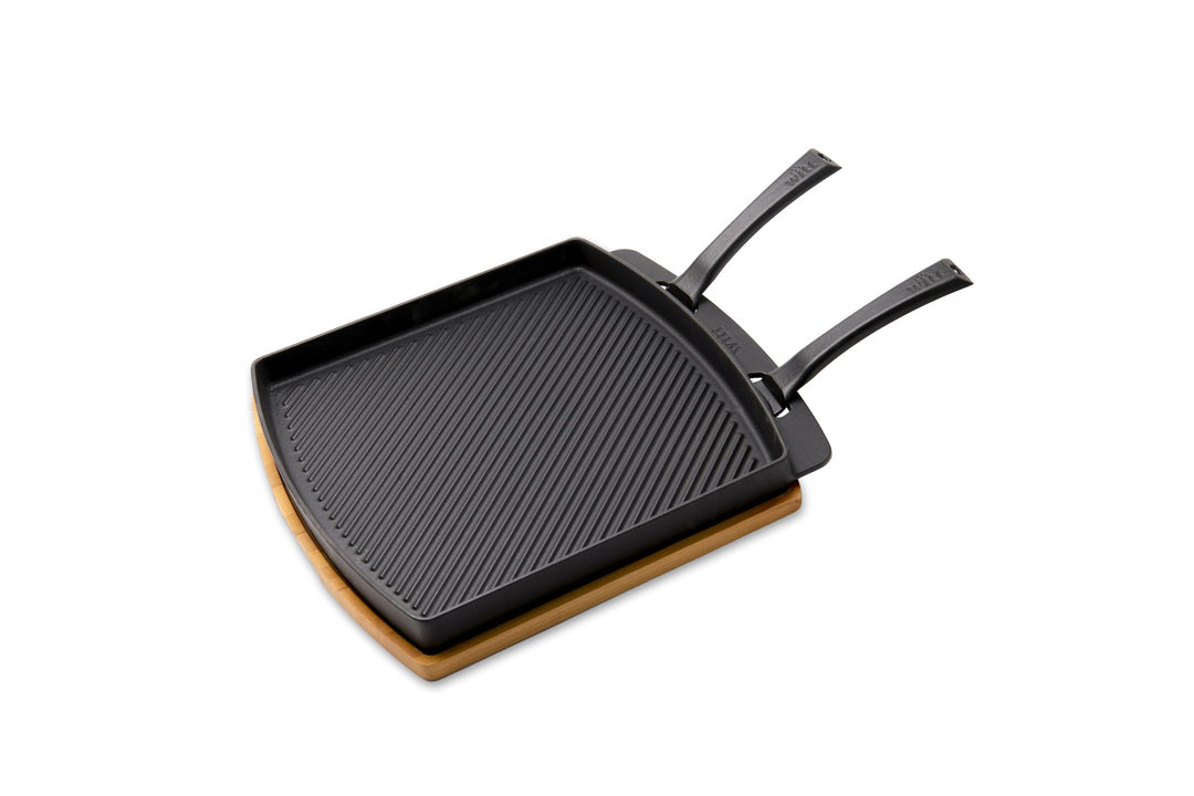 Grillpfanne Doppelseitig mit Holzbrett
