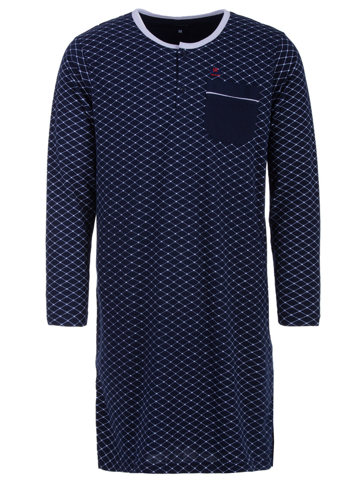 Long-sleeved nightdress with spiked piping