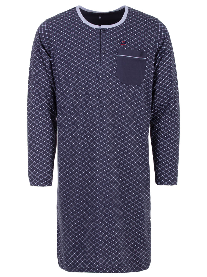 Long-sleeved nightdress with spiked piping