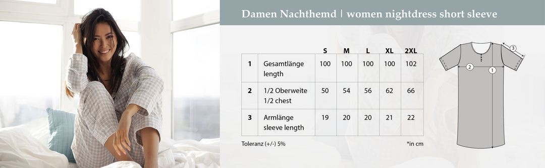 Nachthemd Kurzarm - Blüten Knopfleiste