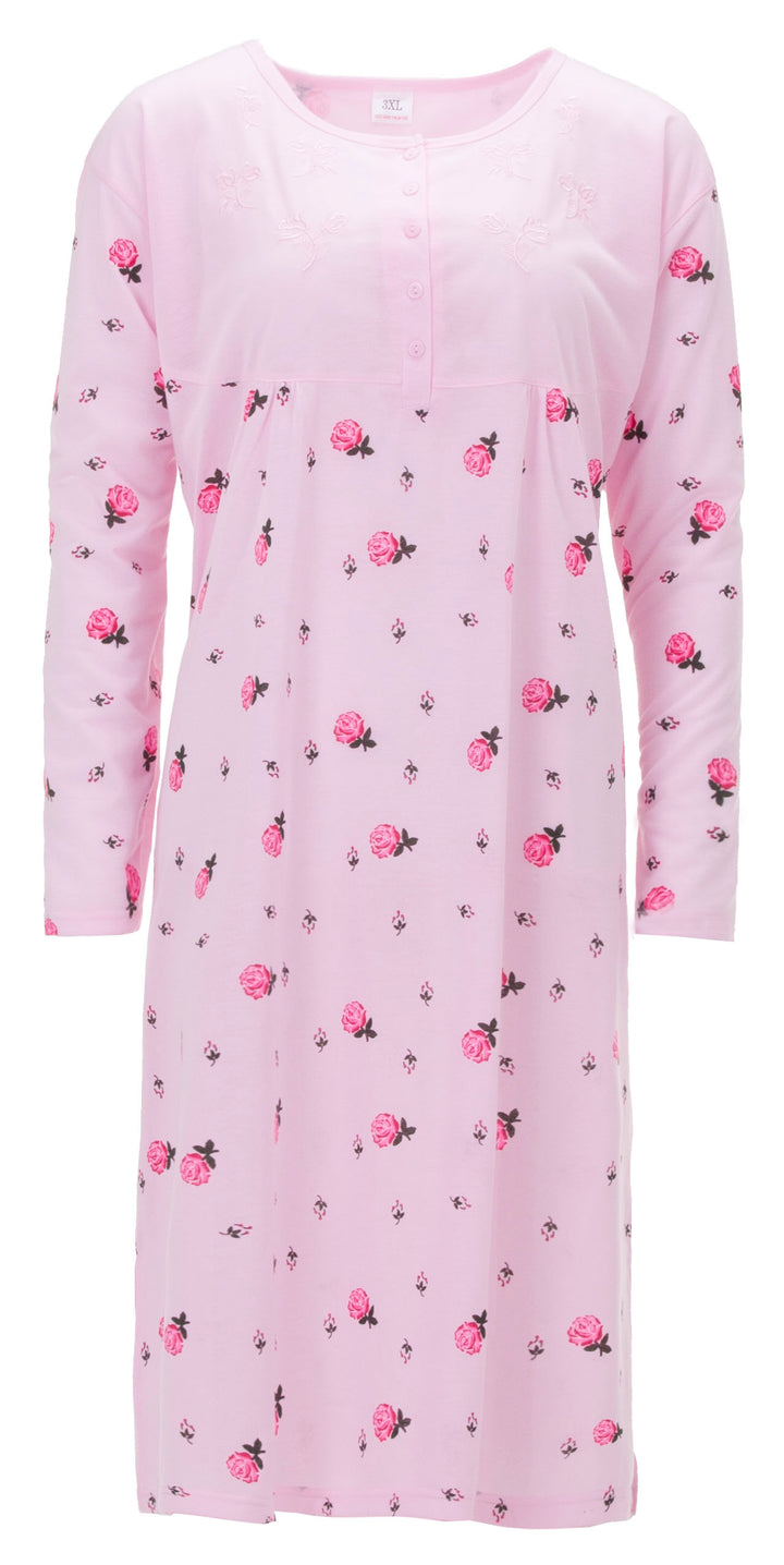 Nachthemd Langarm - Blüten 3XL-6XL
