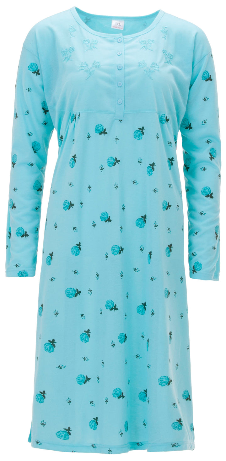 Nachthemd Langarm - Blüten 3XL-6XL