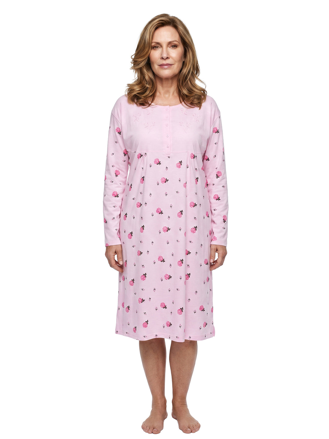 Nachthemd Langarm - Blüten 3XL-6XL