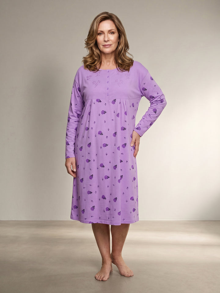 Nachthemd Langarm - Blüten 3XL-6XL