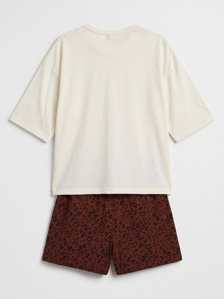 Pyjama Set Shorty - Courtney Amour Oversize 1/2 Arm einfarbig