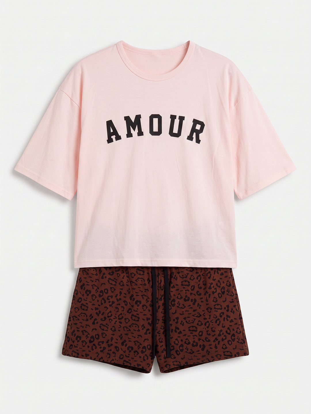 Pyjama Set Shorty - Courtney Amour Oversize 1/2 Arm einfarbig