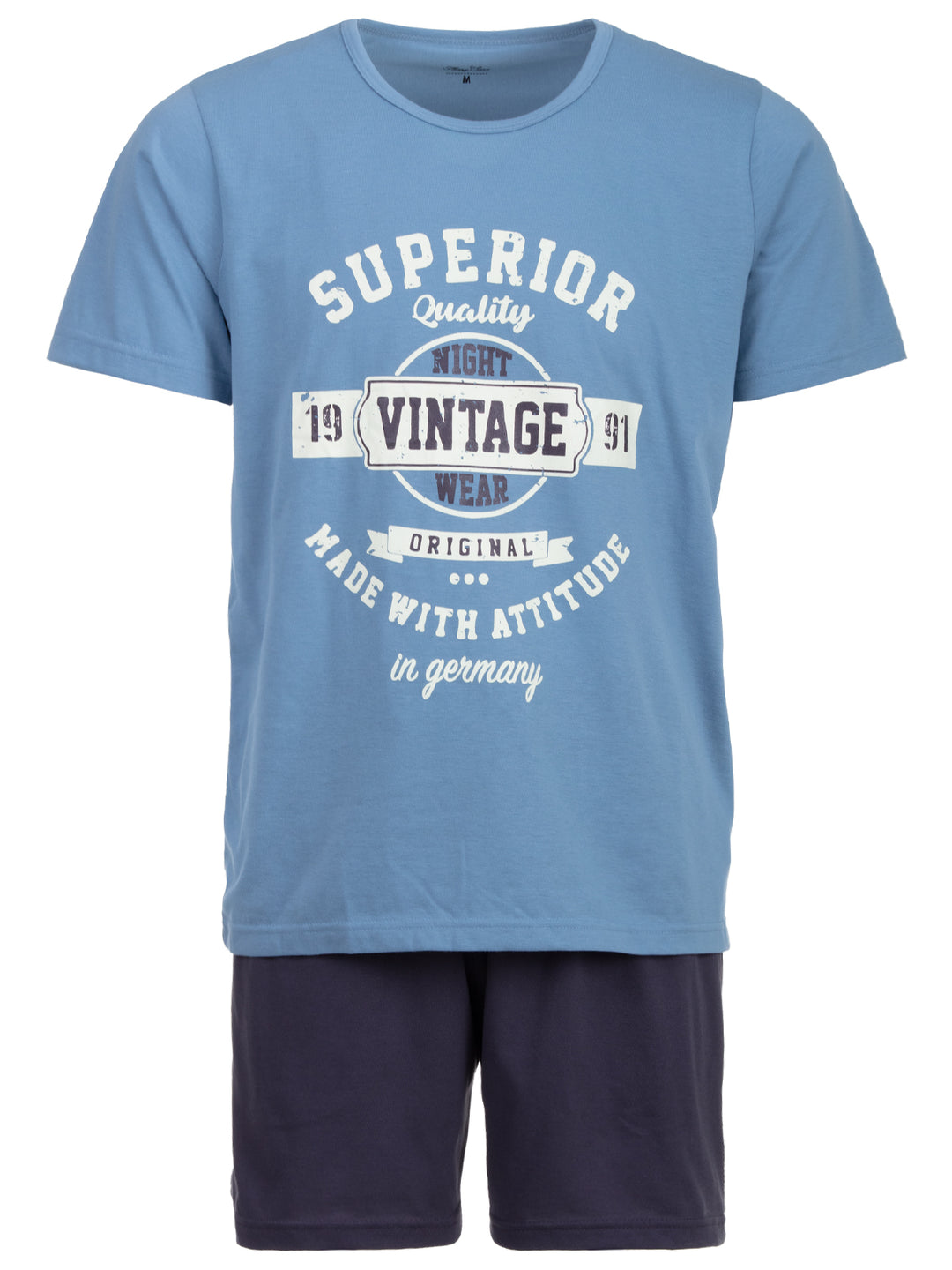 Pyjama Set Kurz - Vintage Blaue Shorts