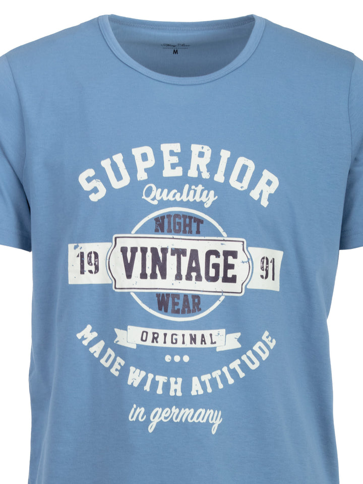 Pyjama Set Kurz - Vintage Blaue Shorts