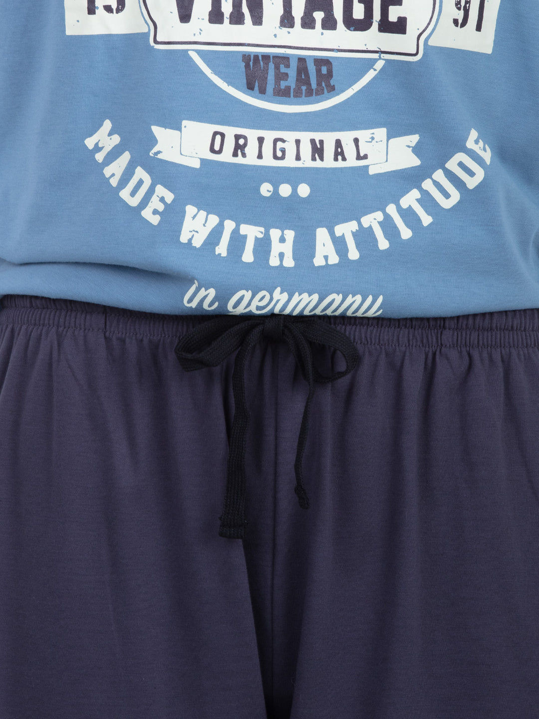 Pyjama Set Kurz - Vintage Blaue Shorts