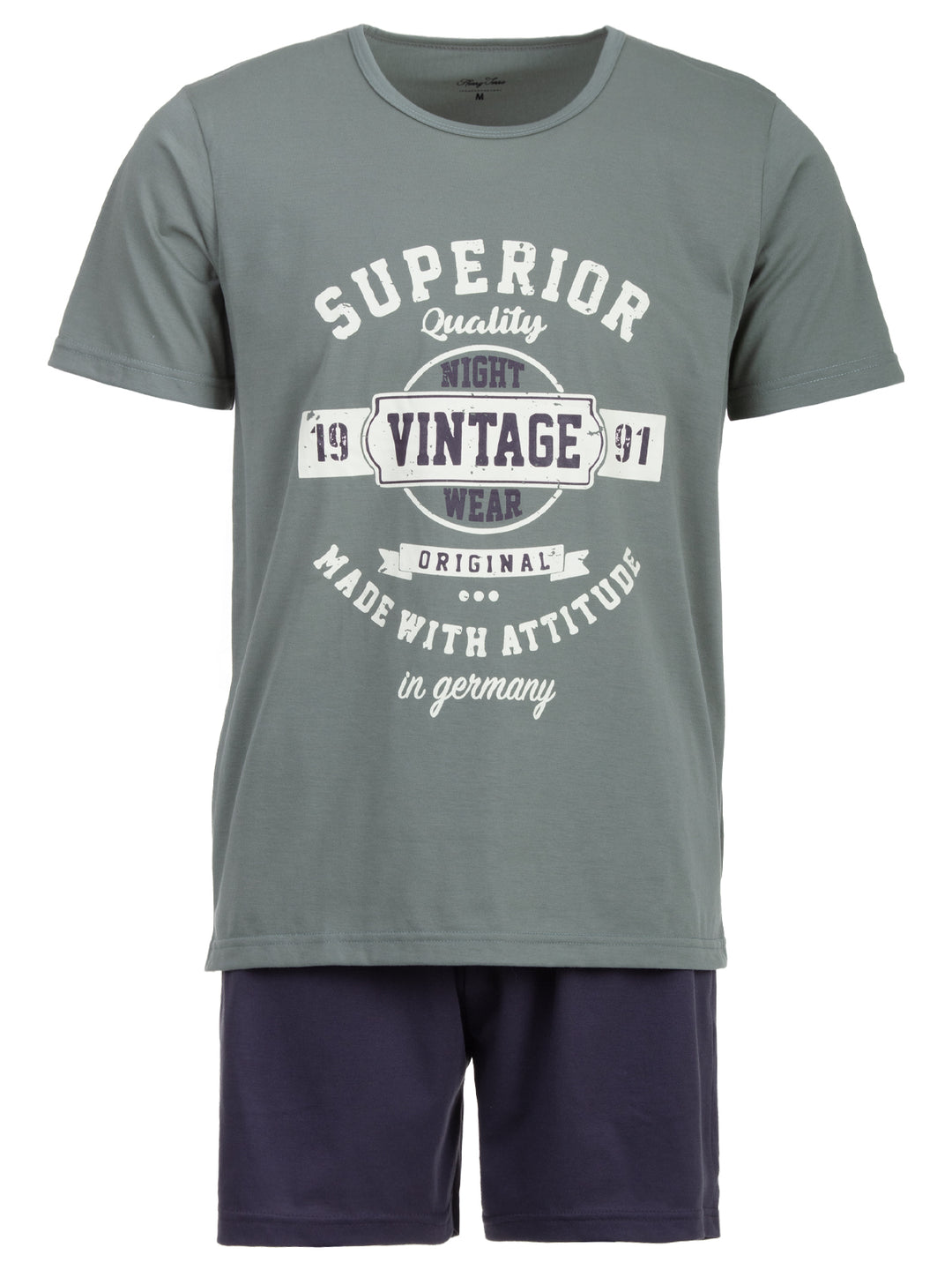 Pyjama Set Kurz - Vintage Blaue Shorts