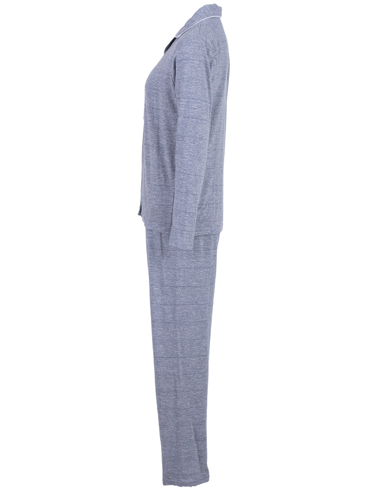 Pyjama Set Langarm - Melange Streifen