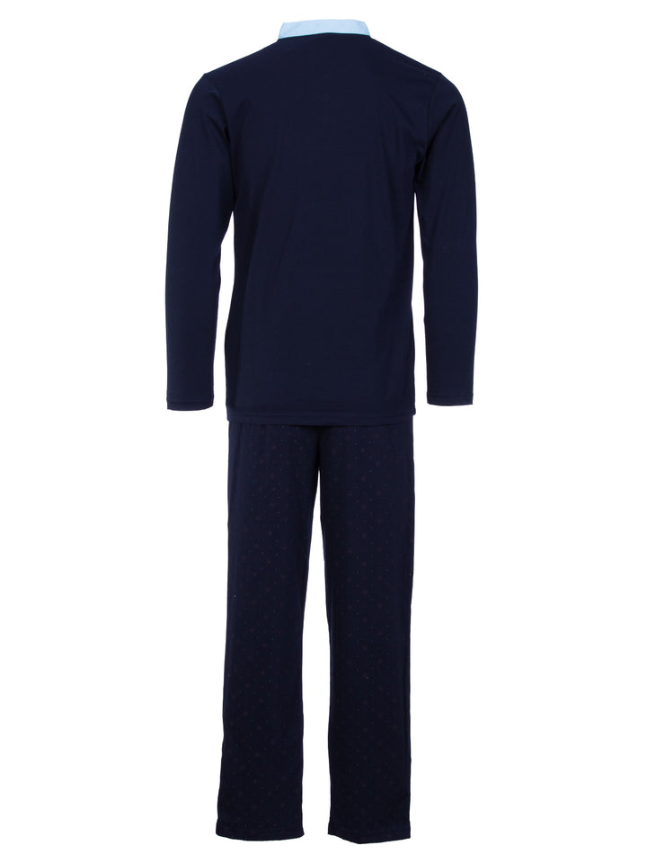 Pajama Set Long Sleeve - Bruno Stand-Up Collar Solid Patterned Trousers