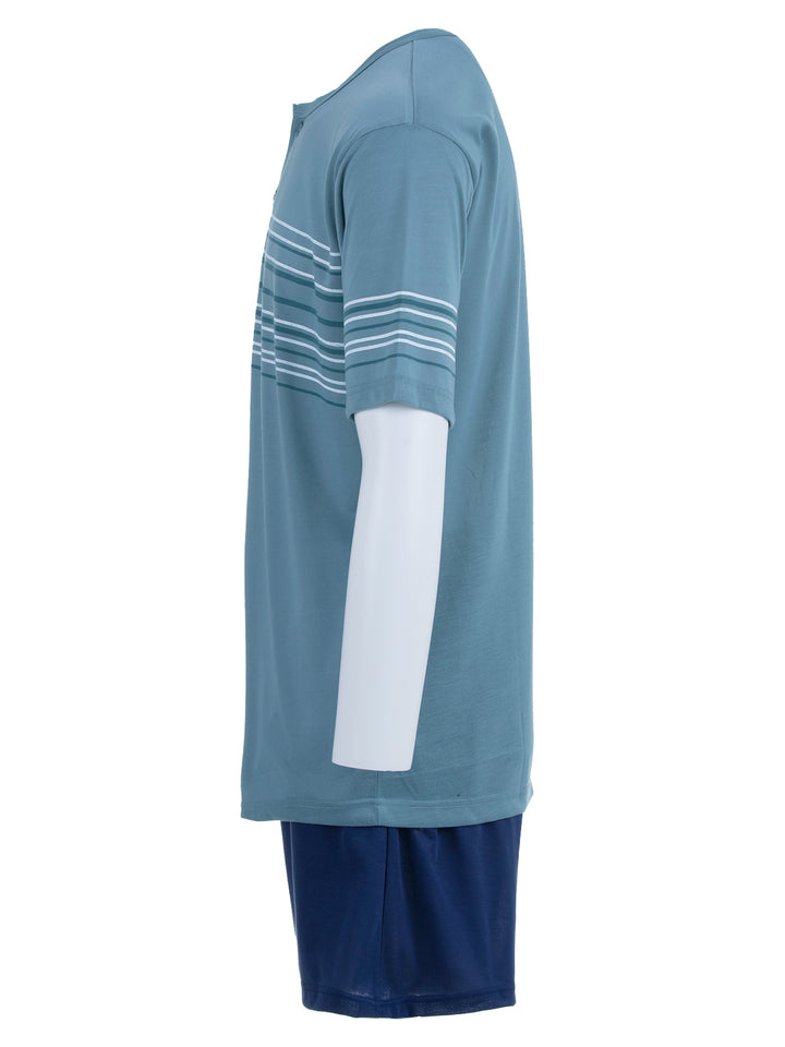 Pyjama Set Kurz - Streifen Knöpfe