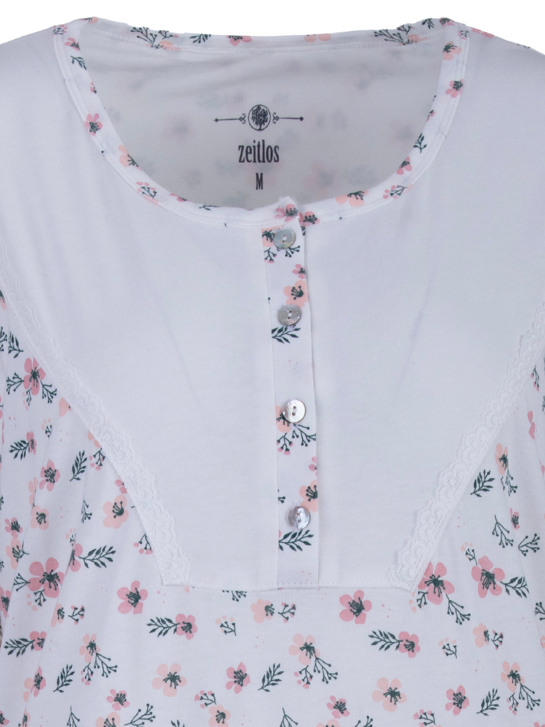 Nightdress long sleeve - flowers branches lace