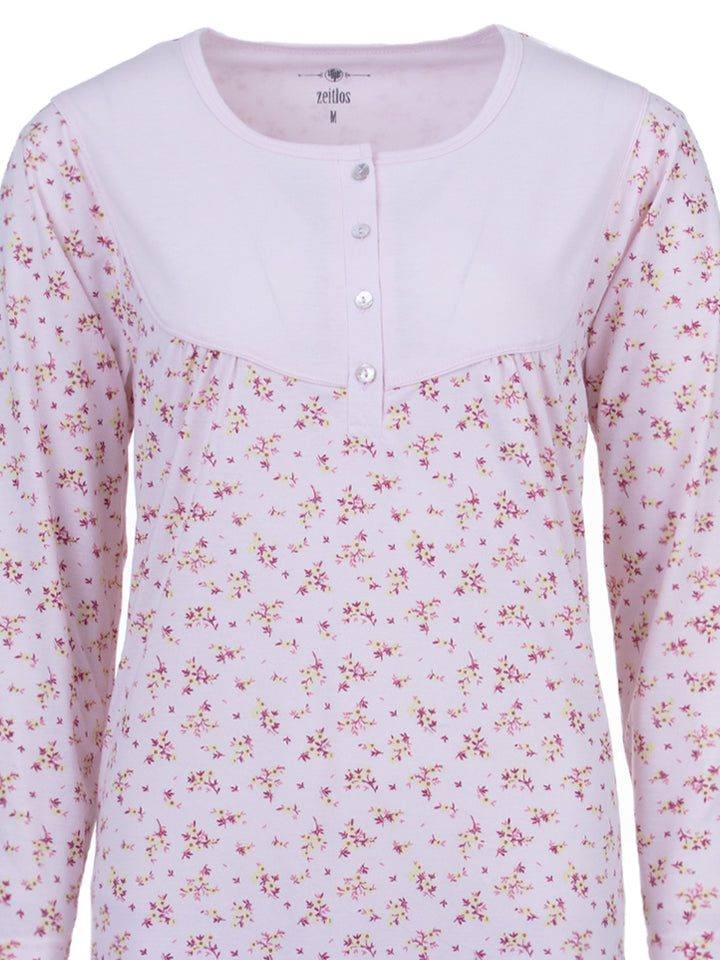 Long-sleeved nightdress - branches/ flowers