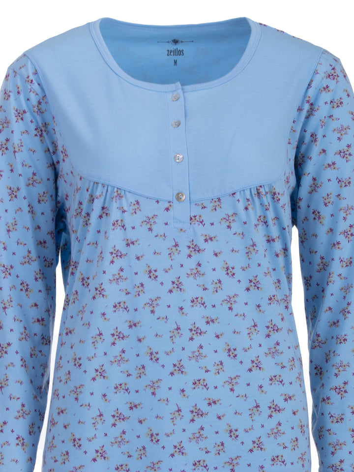 Long-sleeved nightdress - branches/ flowers