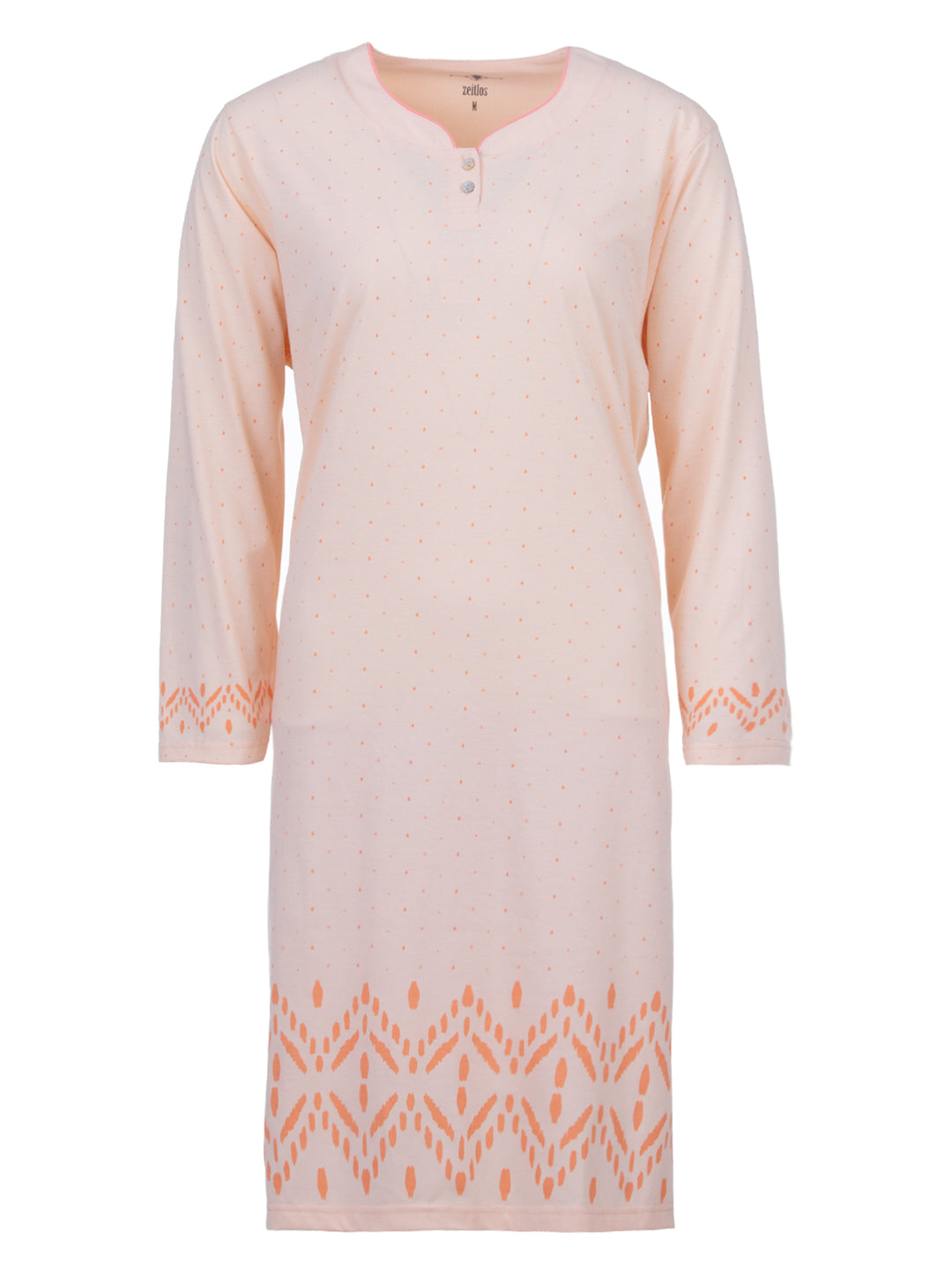 Nightdress long sleeve - dots with diamond border