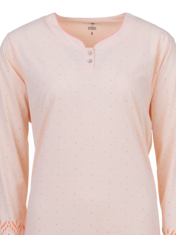 Nightdress long sleeve - dots with diamond border