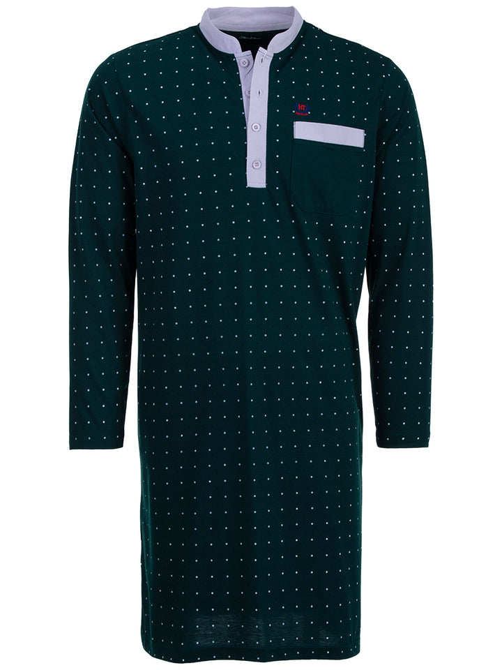 Nightdress long-sleeved - stand-up collar with dots
