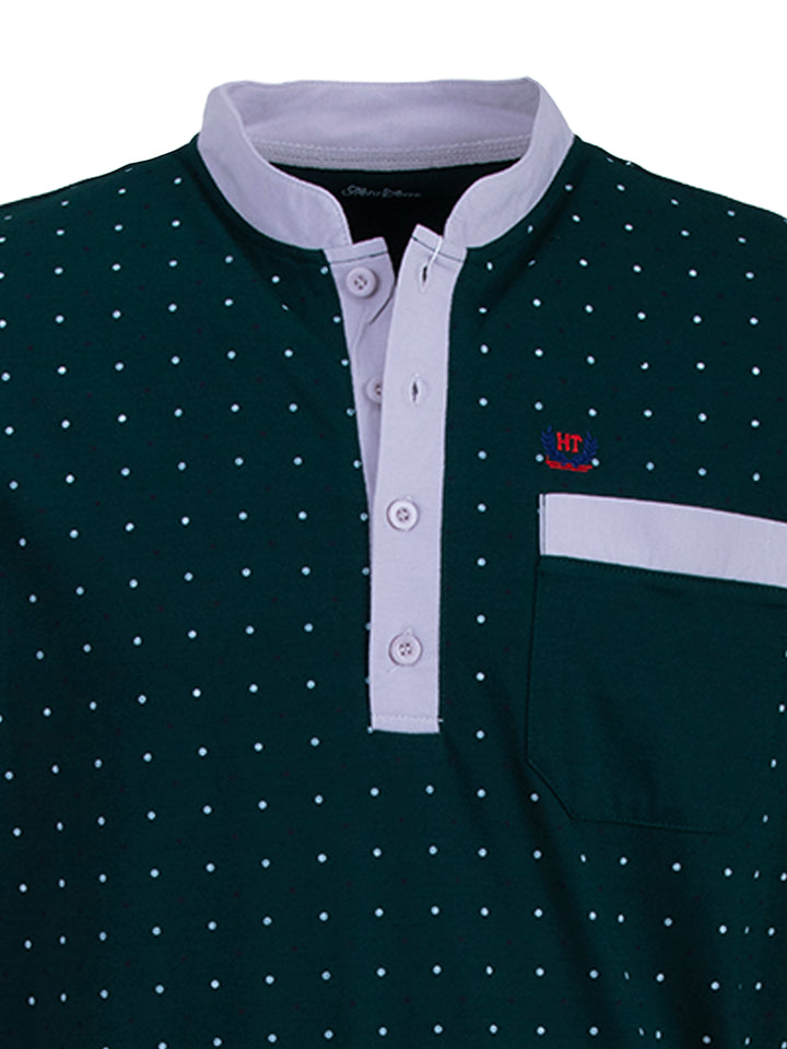 Nightdress long-sleeved - stand-up collar with dots