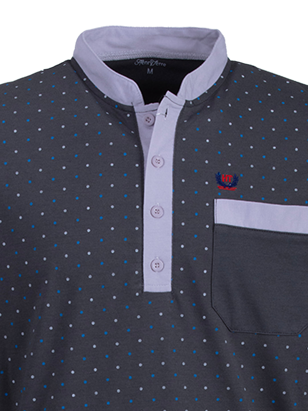 Nightdress long-sleeved - stand-up collar with dots
